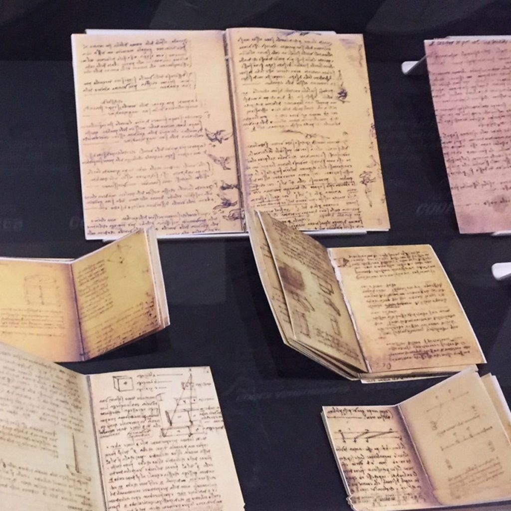 reproduction de carnets de Léonard de Vinci