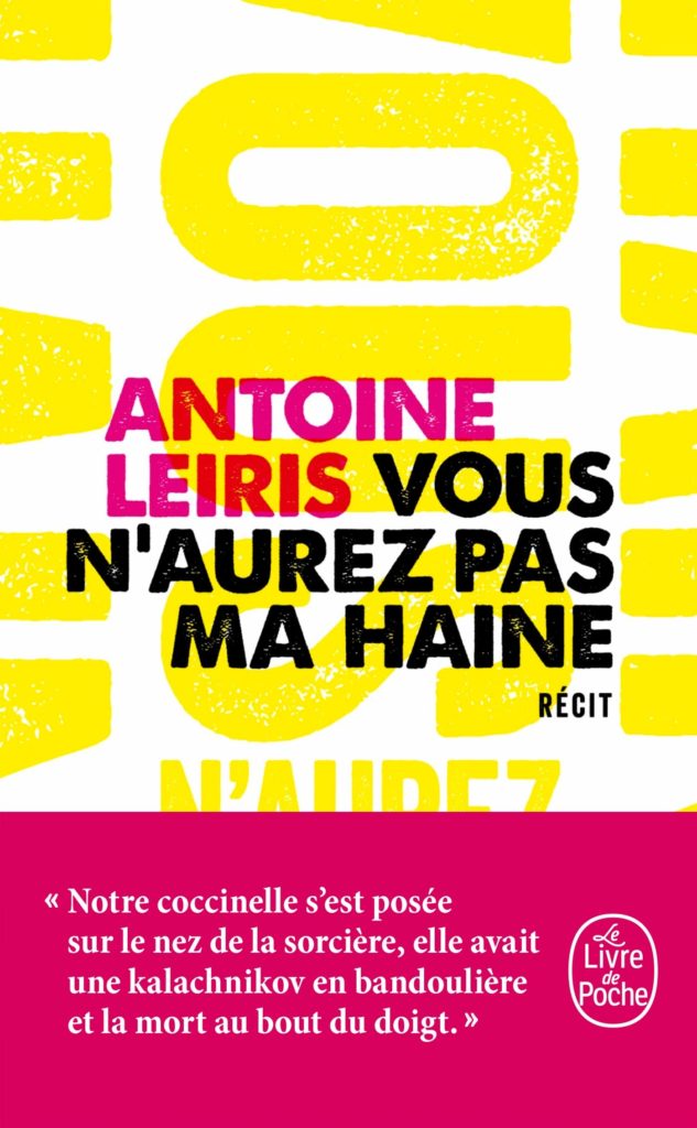Couverture du roman "Vous n'aurez pas ma haine" par Antoine Leiris